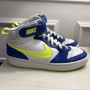 Nike Court Borough Mid 2 Sneakers – White / Blue / Volt – Size 6.5Y - Unisex